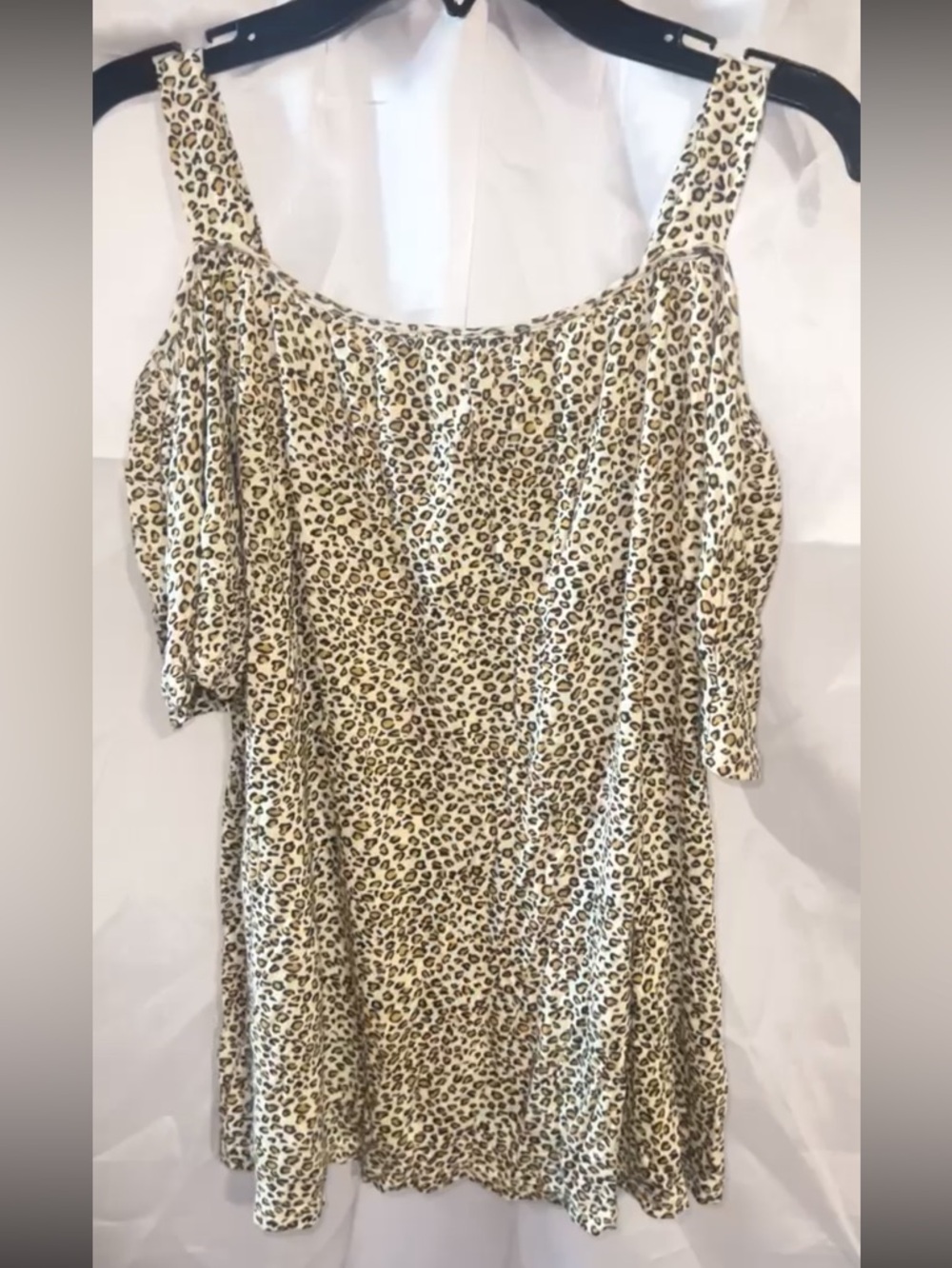 Leopard Print Cold-Shoulder Top